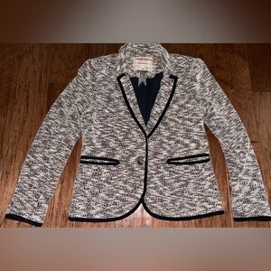 Anthropologie Cartonnier Lakehouse Tweed Blazer Black White Womens Size 12